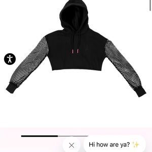 Jeffree Star XL gothic fishnet sleeve crop hoodie